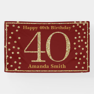 Banderoles Joyeux 40e anniversaire Banner Bourgogne Red Gold