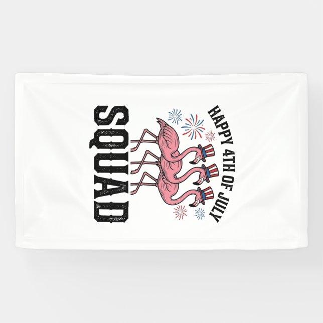 Banderoles Joyeux 4 juillet Flamingo Squad Vector Design_1 (Horizontal)