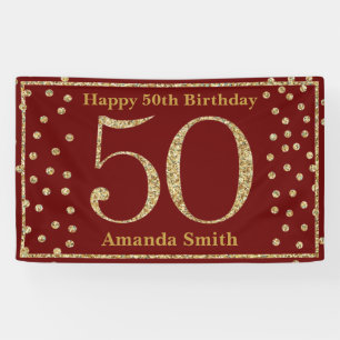 Banderoles Joyeux 50e anniversaire Banner Bourgogne Red Gold