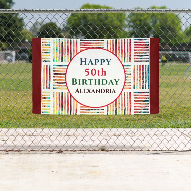 Banderoles Joyeux 50e anniversaire Fête moderne Personnalisé (En situation)