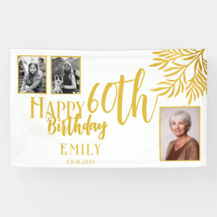 Banderoles Joyeux 60e anniversaire Gold Foliage 3 Fond photo