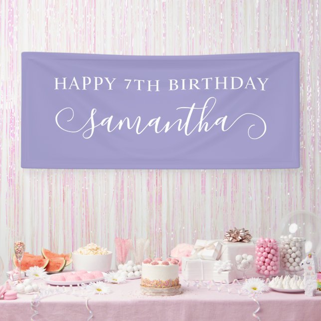 Banderoles Joyeux 7e Anniversaire Violet Clair Nom Bouclé Mig (Fête)