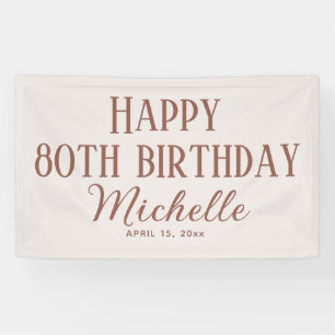 Banderoles Joyeux 80e anniversaire en terre cuite rose