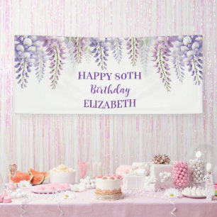 Banderoles Joyeux 80e anniversaire Wisteria Purple Flowers