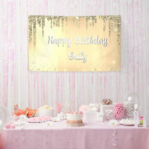 Banderoles Joyeux Anniversaire 16 ans Votre Nom Paillettes