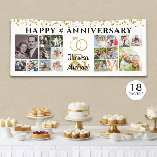 Banderoles Joyeux Anniversaire 18 Collage de Photos Personnal