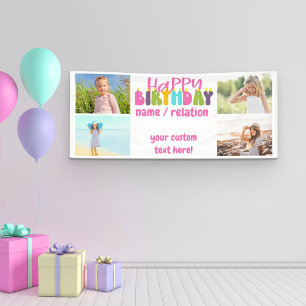 Banderoles Joyeux Anniversaire 4 Photos Bougies Colorées