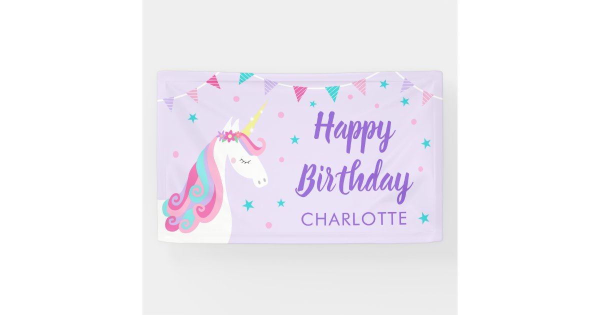Banderoles Joyeux Anniversaire A La Licorne Violette De Whims Zazzle Fr