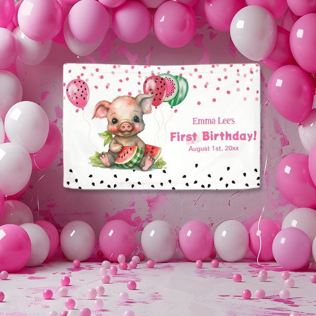 Banderoles Joyeux Anniversaire au Petit Cochon Mangeant de la (Créateur téléchargé)