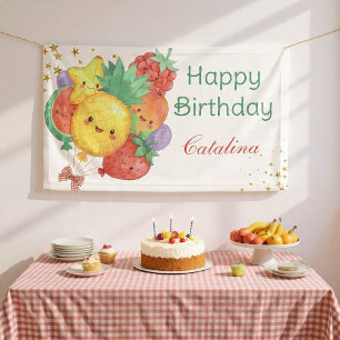 Banderoles Joyeux Anniversaire aux Fruits Fête Tropicale po