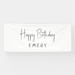 Banderoles Joyeux Anniversaire avec nom minimaliste et genre 