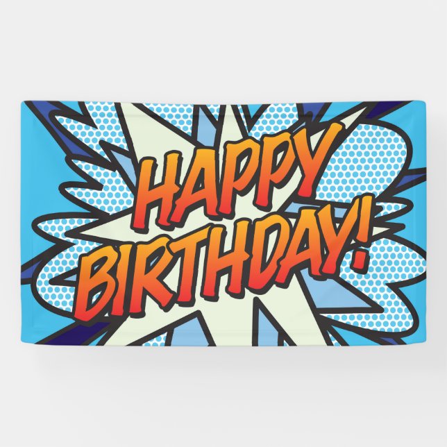 Banderoles Joyeux Anniversaire Bande Dessinée Pop Art (Horizontal)