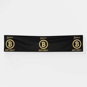 Banderoles Joyeux Anniversaire Bitcoin Or 2.5x12 Vinyl