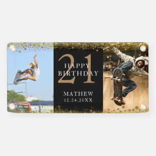 Banderoles Joyeux anniversaire Black & Gold Parties scintilla