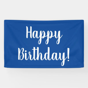 Banderoles Joyeux anniversaire bleu blanc typographie