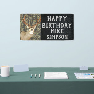 Banderoles Joyeux Anniversaire Camouflage Deer Hunting Hommes