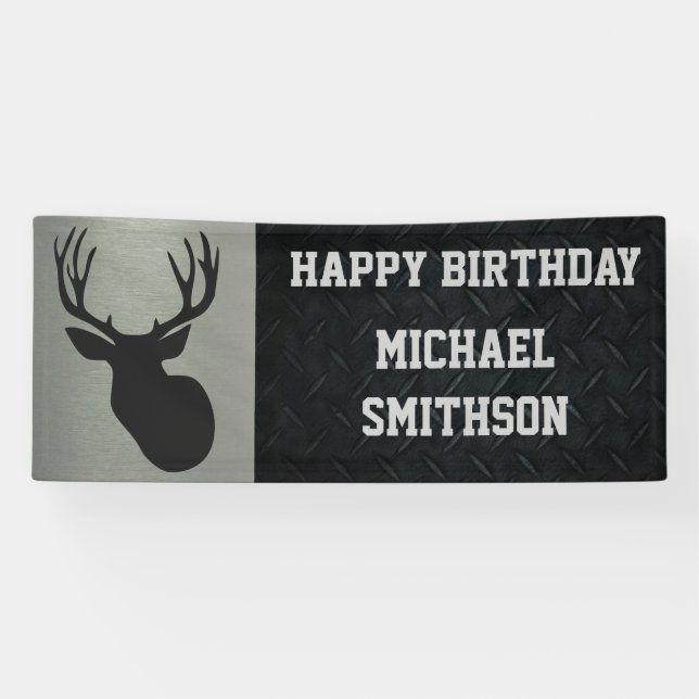 Banderoles Joyeux Anniversaire Chasse aux Cerfs Hommes Buck A (Horizontal)