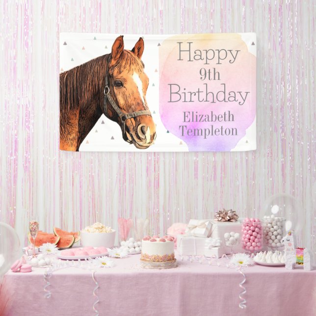 Banderoles Joyeux Anniversaire Cheval Retour équitation Joli  (Fête)