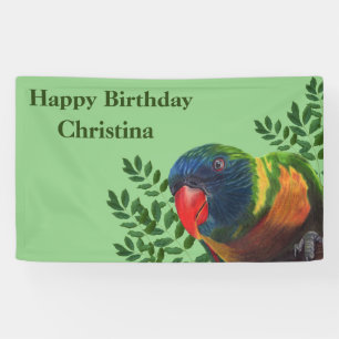 Banderoles Joyeux anniversaire coloré Macaw Parrot Feuilles v