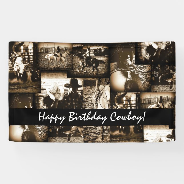 Banderoles Joyeux anniversaire Cowboy Rodeo Western Theme Par (Horizontal)