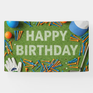 Banderoles Joyeux anniversaire de golf sur vert 