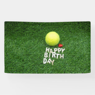 Banderoles Joyeux anniversaire de tennis avec coeur d'amour