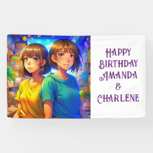 Banderoles Joyeux anniversaire de Twin Banner Anime thème