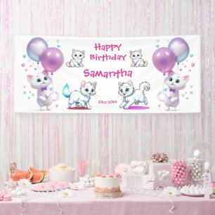 Banderoles Joyeux Anniversaire Enfant et Ballon Adorable Chat