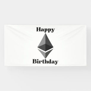 Banderoles Joyeux anniversaire Ethereum Icon 4x8 Vinyl Banner