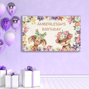Banderoles Joyeux Anniversaire Fleurs Girafe Tigre Animaux Sa