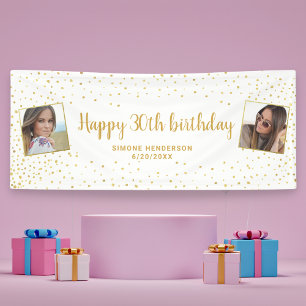 Banderoles Joyeux anniversaire Gold Parties scintillant 2 Pho