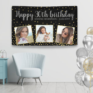 Banderoles Joyeux Anniversaire Gold Silver Photos Chaque anné