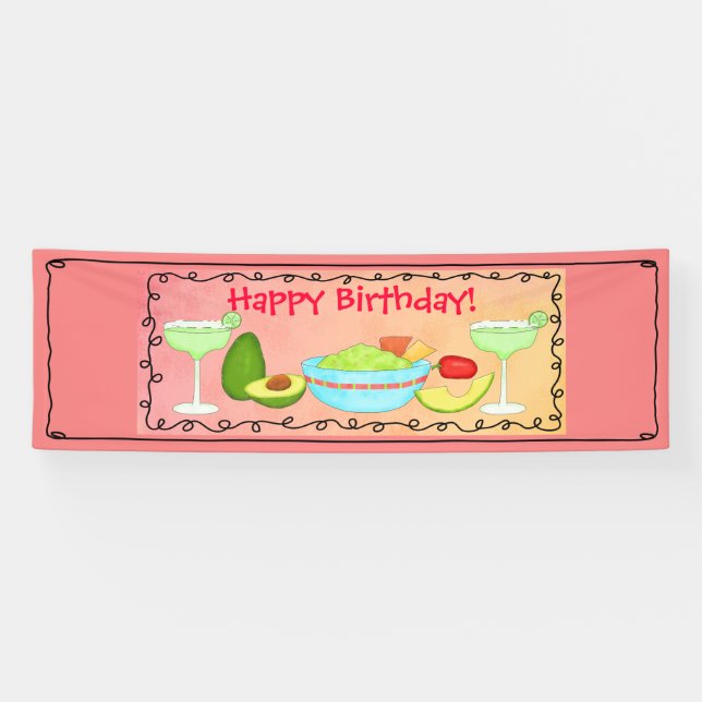 Banderoles Joyeux anniversaire Guacamole Margarita Custom (Horizontal)