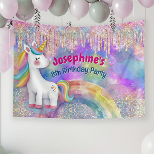 Banderoles Joyeux anniversaire licorne colorée mignonne fauss