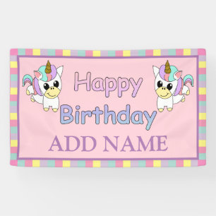 Banderoles Joyeux Anniversaire Licorne Personnalisé