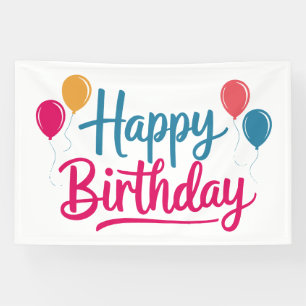 Banderoles Joyeux anniversaire manuscrit avec ballons