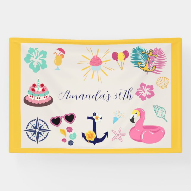 Banderoles Joyeux Anniversaire Marin Mignon (Horizontal)