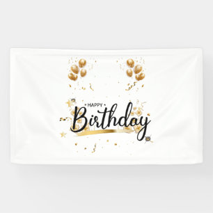 Banderoles Joyeux Anniversaire Or 3x5 Vinyl Banner