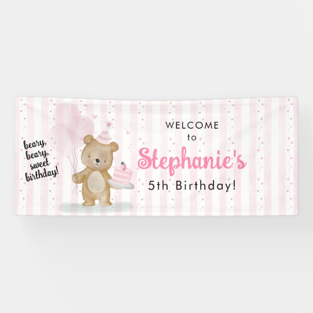 Banderoles Joyeux Anniversaire Ourson (Horizontal)