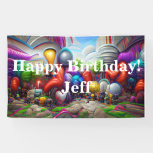 Banderoles Joyeux Anniversaire personnalisé Vinyl Banner, 3' 
