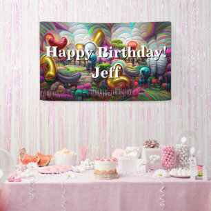 Banderoles Joyeux Anniversaire personnalisé Vinyl Banner, 3' 
