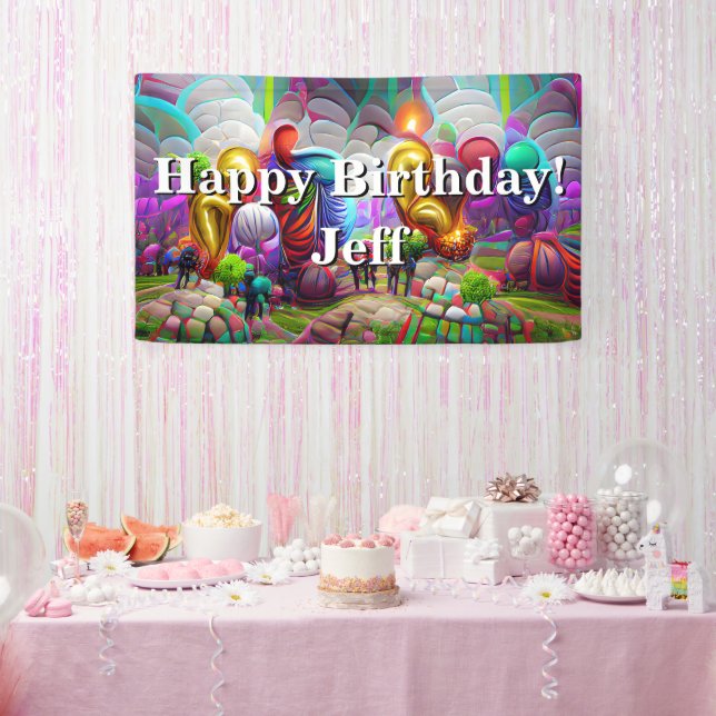 Banderoles Joyeux Anniversaire personnalisé Vinyl Banner, 3'  (Fête)