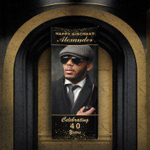 Joyeux Anniversaire Photo Party Événement Gold Bla