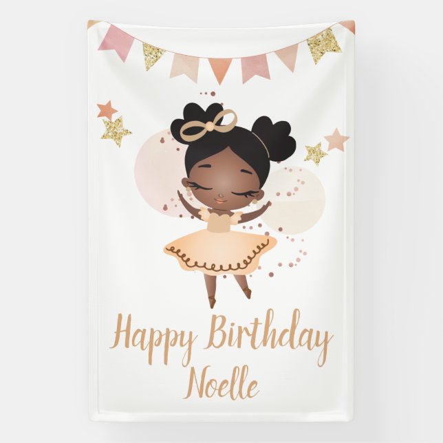 Banderoles Joyeux anniversaire ! Princesse Ballerina avec Bow (Verticale)