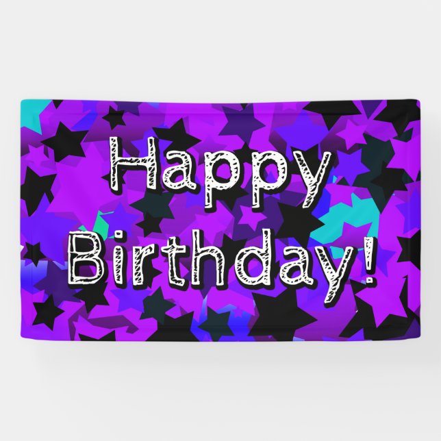 Banderoles Joyeux anniversaire ! Punk Stars (Horizontal)