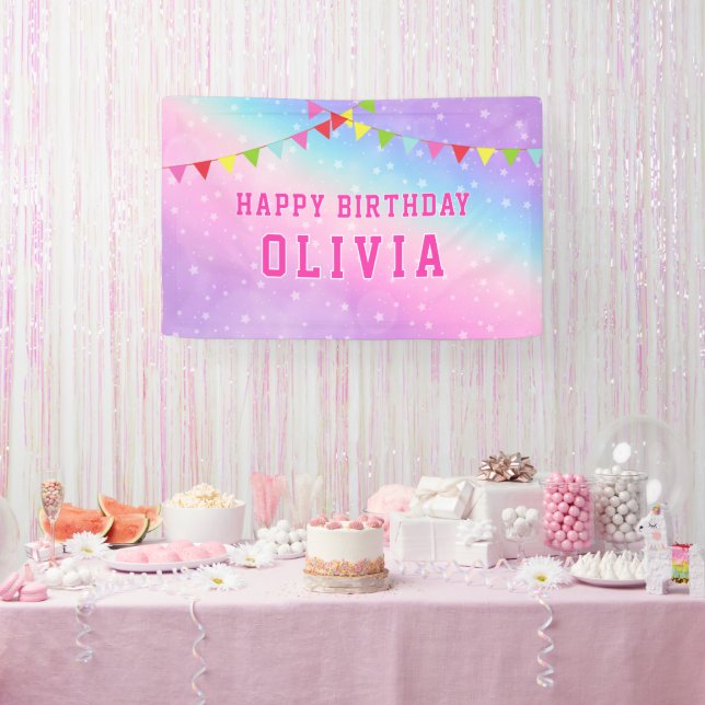 Banderoles Joyeux anniversaire Rainbow Girl (Fête)