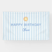 Joyeux anniversaire rayure bleue et blanche mignon