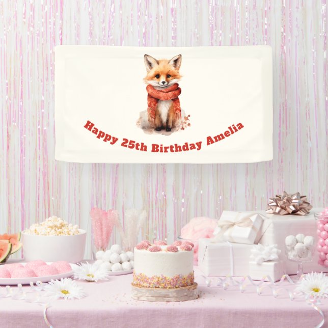 Banderoles Joyeux Anniversaire Renardeau Mignon dans une Écha (Fête)