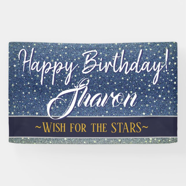 Banderoles Joyeux anniversaire | Stars Sky Blue Galaxy (Horizontal)