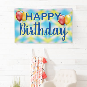 Banderoles Joyeux Anniversaire Tie Dye Reuseable